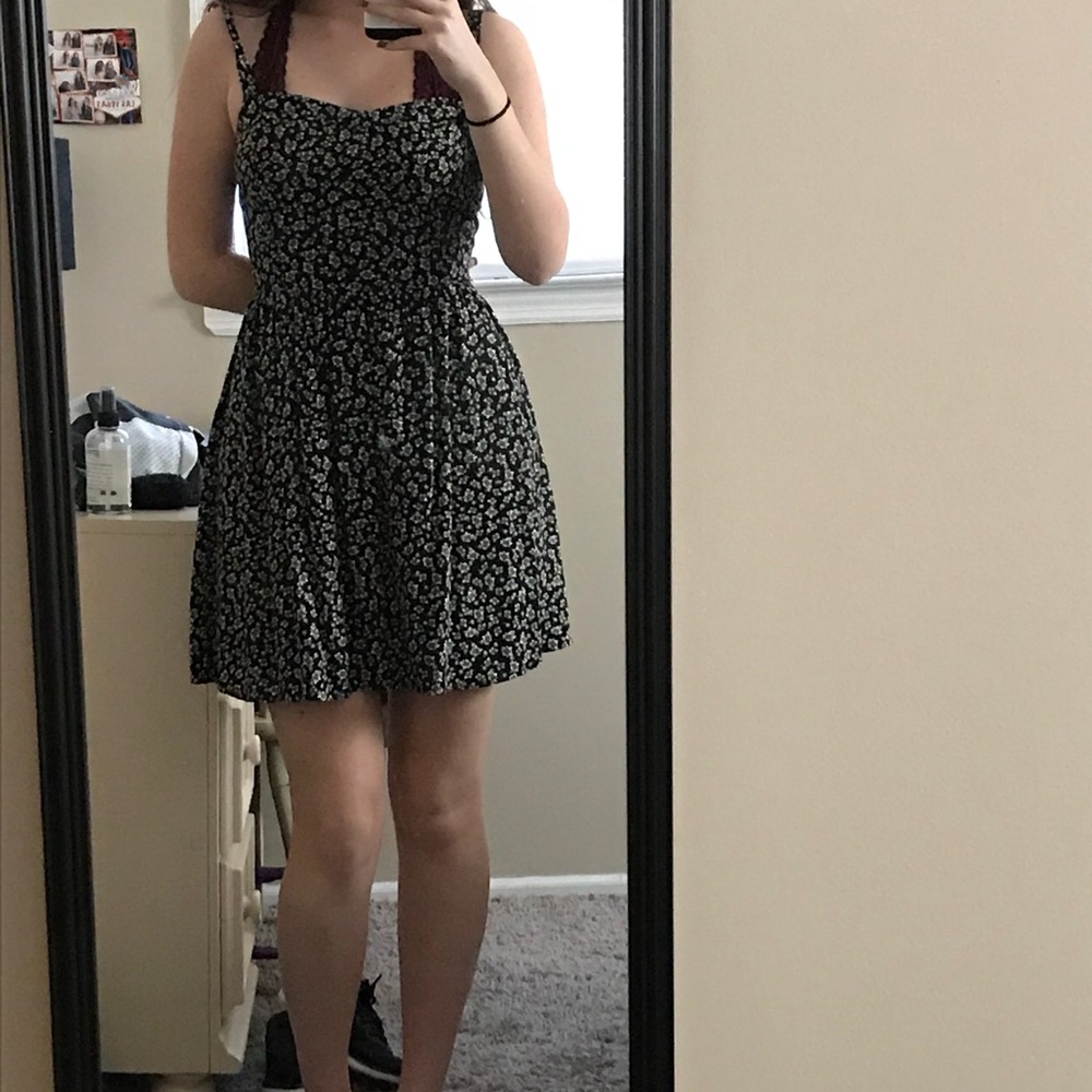 Floral black and white dress